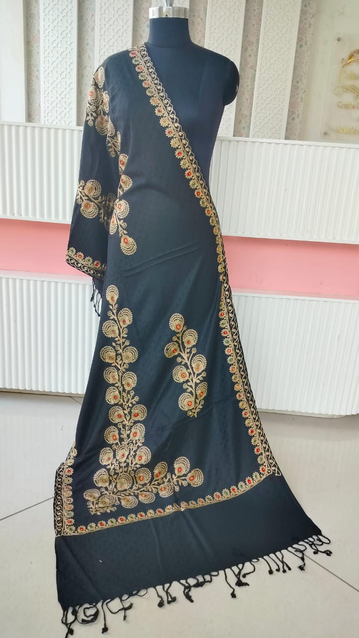 Arrival of Fancy Woolen Winter Wear Embroidered Stoles 2
